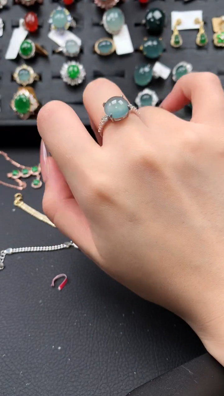 【闪购商品】翡翠戒指银S925镶嵌5124