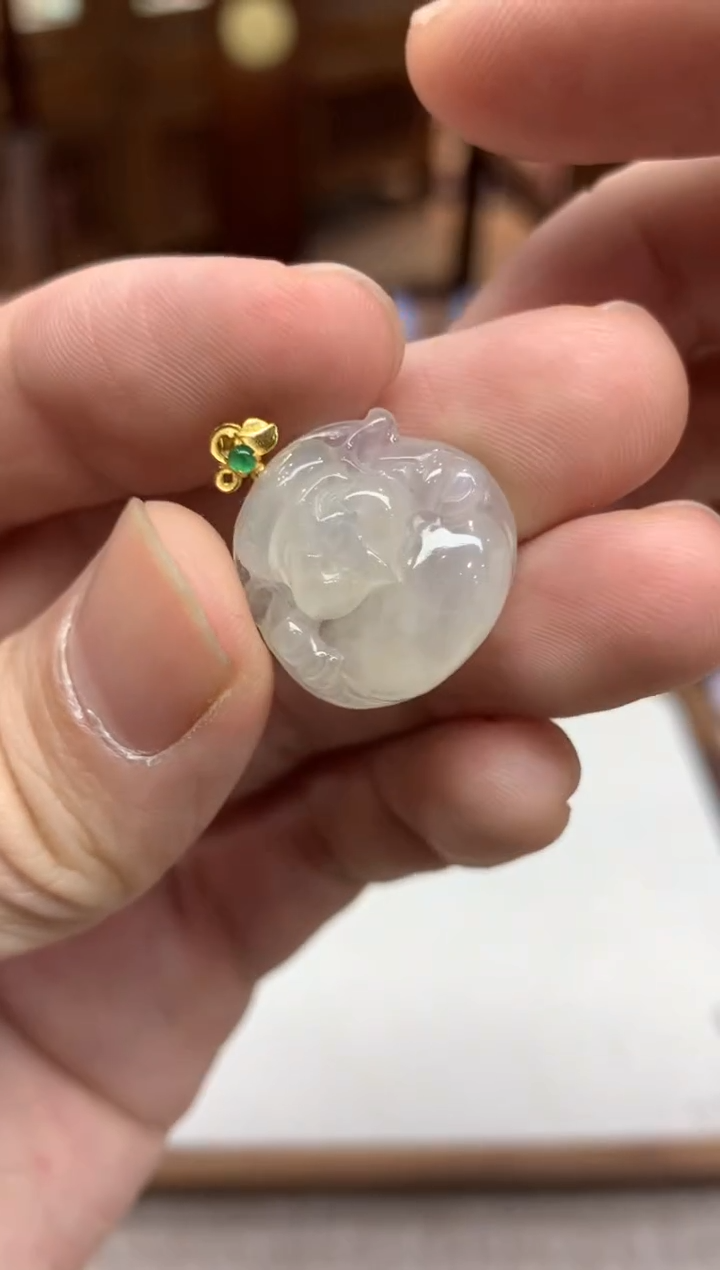 【闪购商品】翡翠吊坠(不含链)18K金镶嵌财神