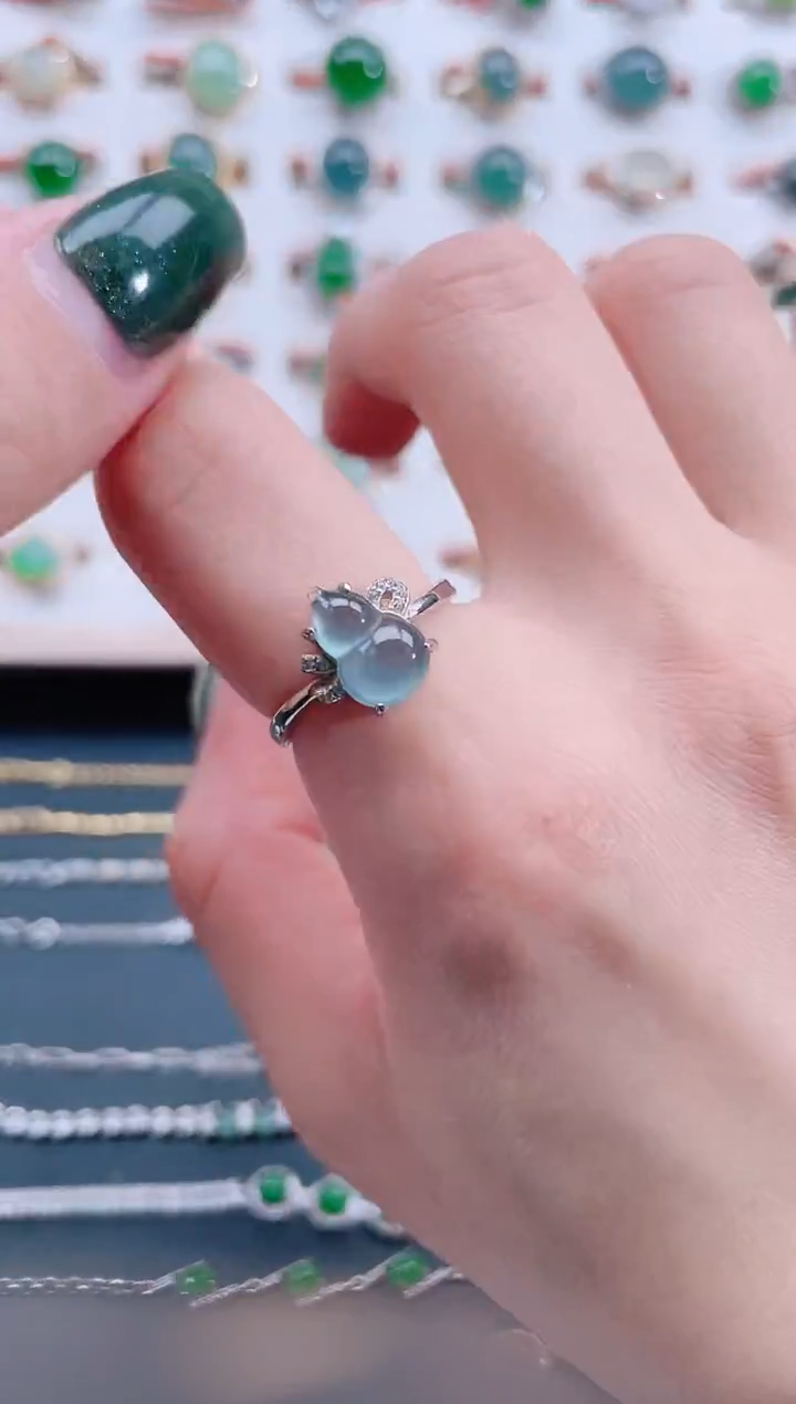 银S925镶嵌戒指翡翠天然翡翠