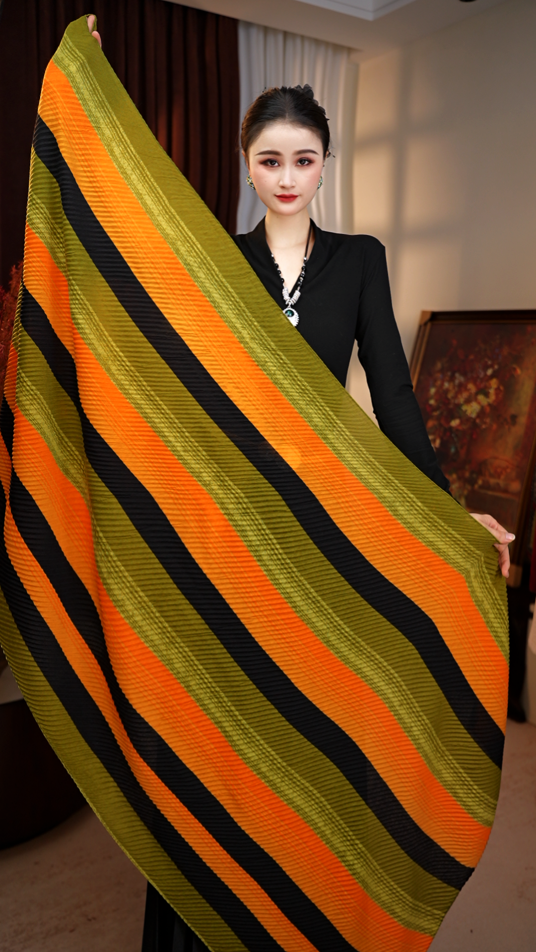 【修远】压皱减龄韩版围巾丝巾女春夏配裙子秋冬护颈披肩围脖