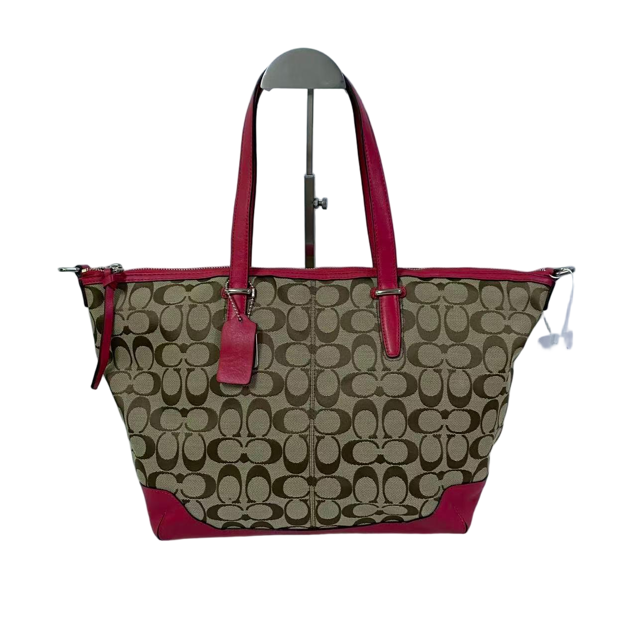 95新 COACH/蔻驰 经典老花帆布拼皮单肩手提包  AF-11512-A