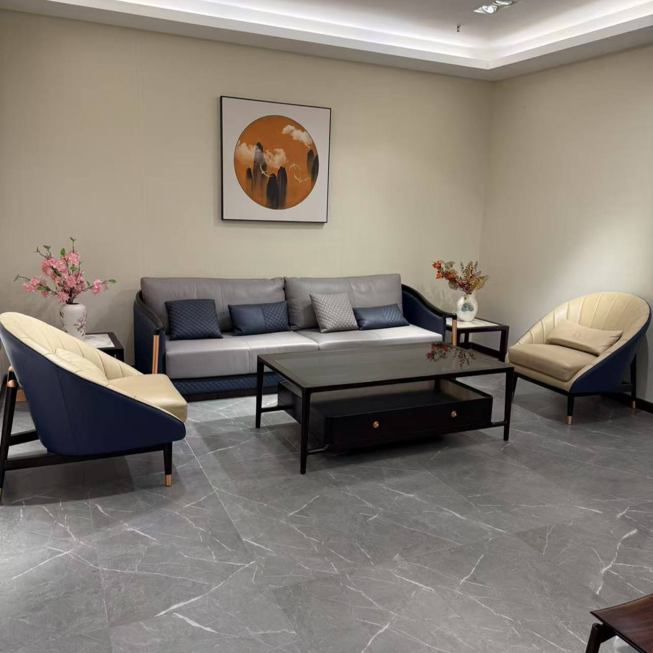 非镜沙发--非洲进口木材制作时尚轻奢客厅新中式沙发