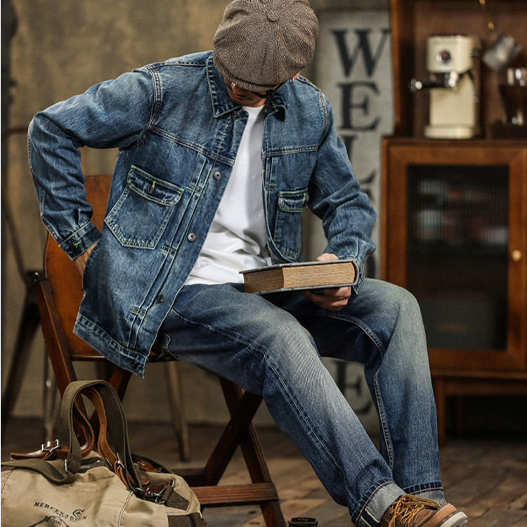 2025新款潮流重磅赤耳牛仔夹克男士休闲百搭宽松牛仔外套时尚简约