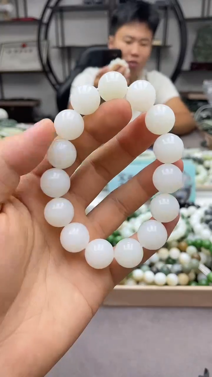 手串未镶嵌和田玉金山白玉15圆珠
