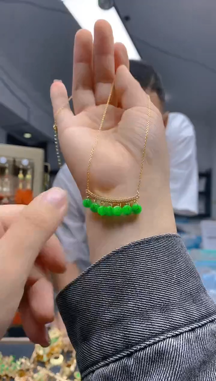【闪购商品】翡翠耳饰合金0351翡翠锁骨链