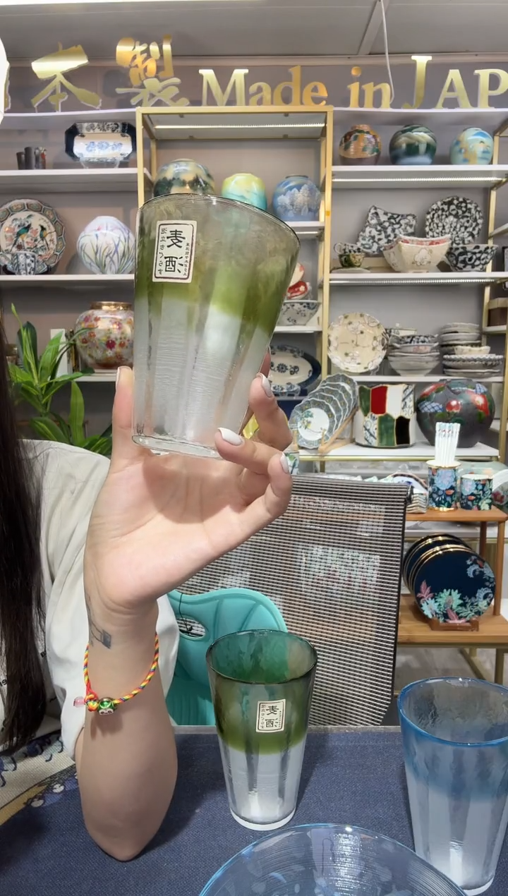 瓷300ml阔口杯-杯口淡绿一只