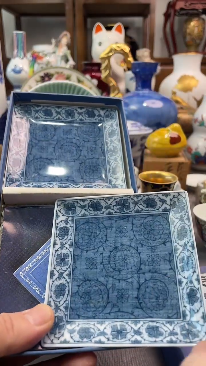 瓷片山*库山窑青花盘五件套