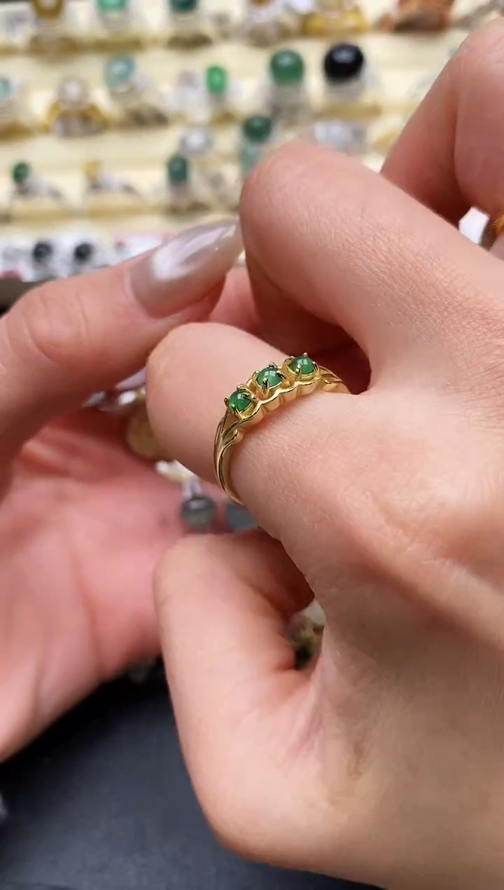 【闪购商品】翡翠戒指银S925镶嵌缅甸翡翠1  8+4