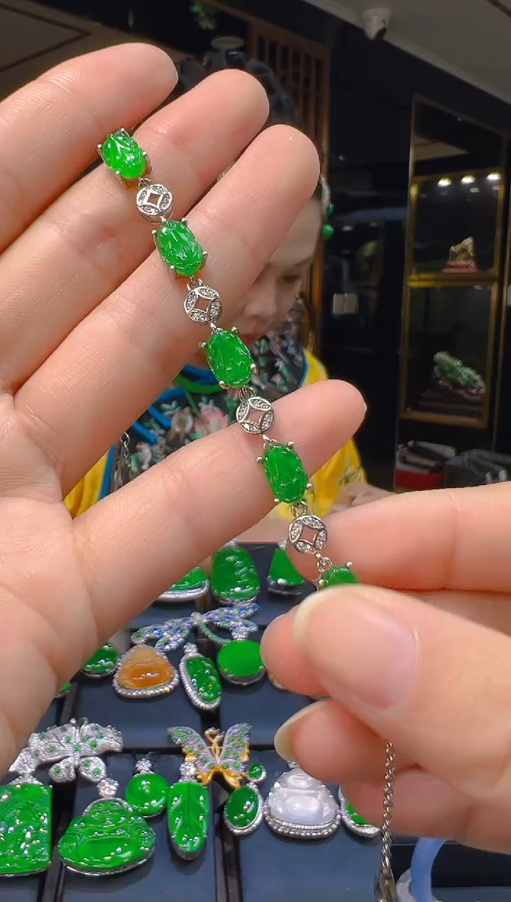 银S925镶嵌手链翡翠106(多样性发货发其一)