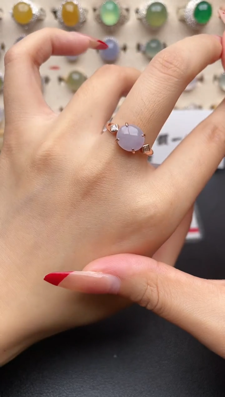 【闪购商品】翡翠戒指银S925镶嵌一物一证一礼盒