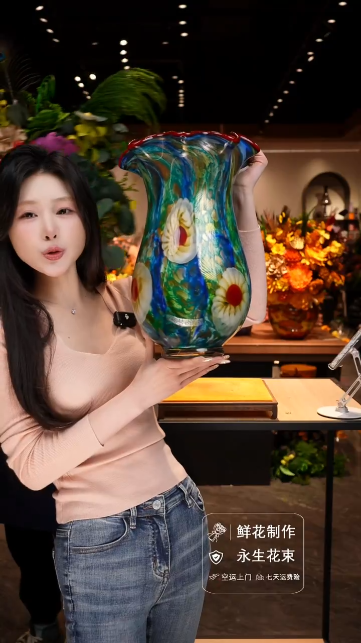 手工艺品琉璃手工花器花束空运包邮送货上门-以图片为准    