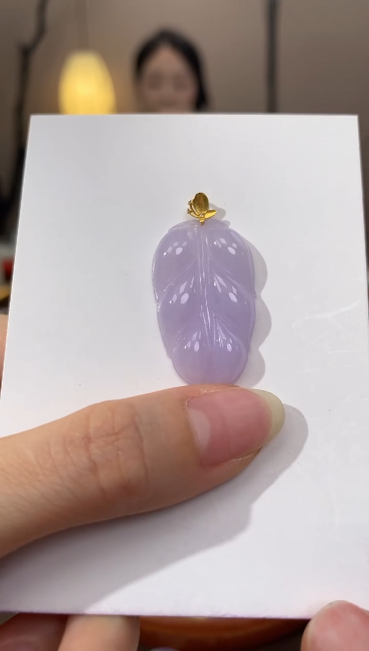 翡翠18K金镶嵌颈饰天然缅甸a货翡翠