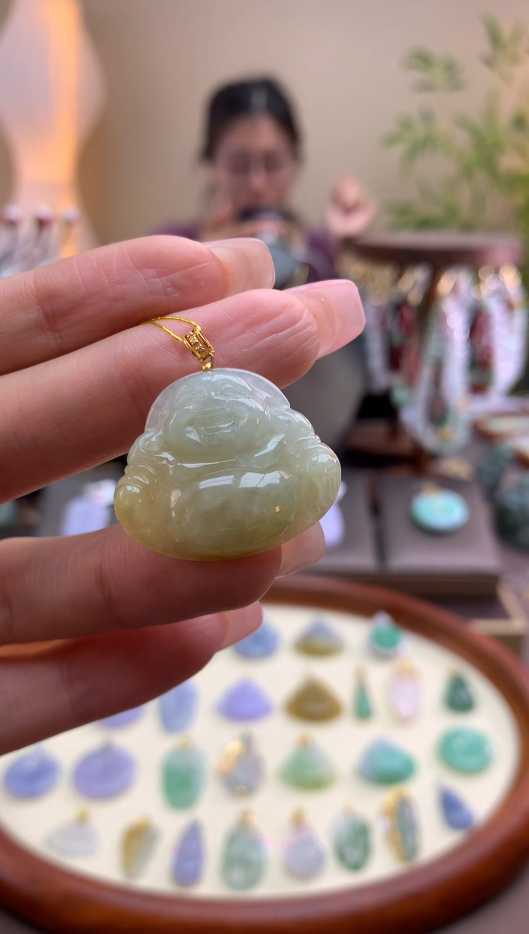 【闪购商品】翡翠颈饰18K金镶嵌佛公