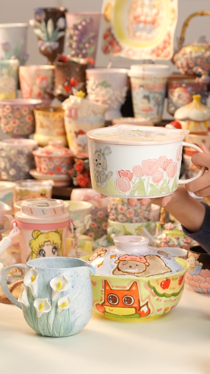 摆件陶微瑕no退no换景德镇釉下彩手绘设计师款陶瓷