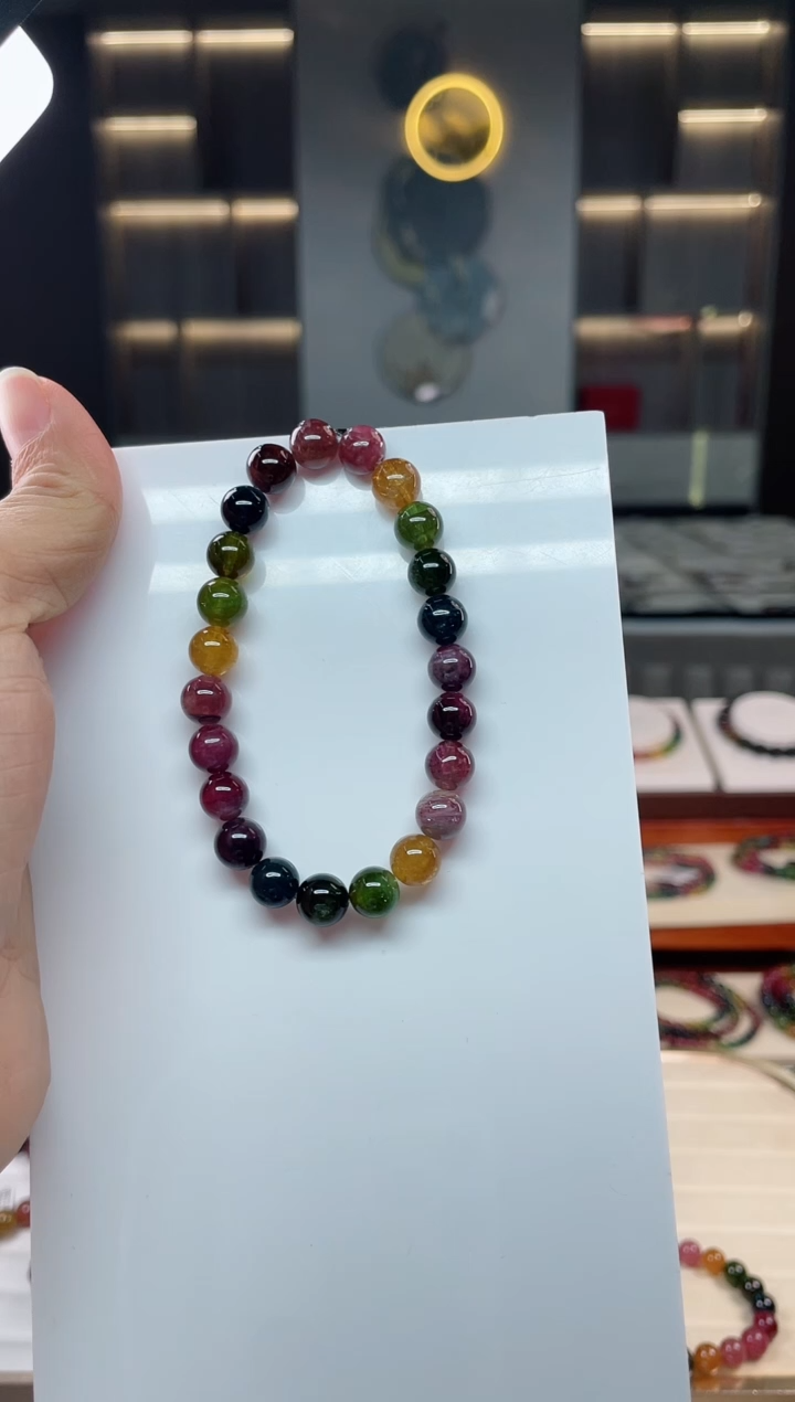 未镶嵌老矿碧玺单圈手串8mm+碧玺（多样性发一条）Q