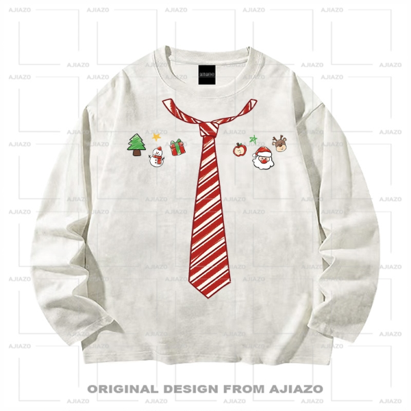 老狗十三【圣诞领带】扎染长袖 秋冬休闲男女同款百搭上衣