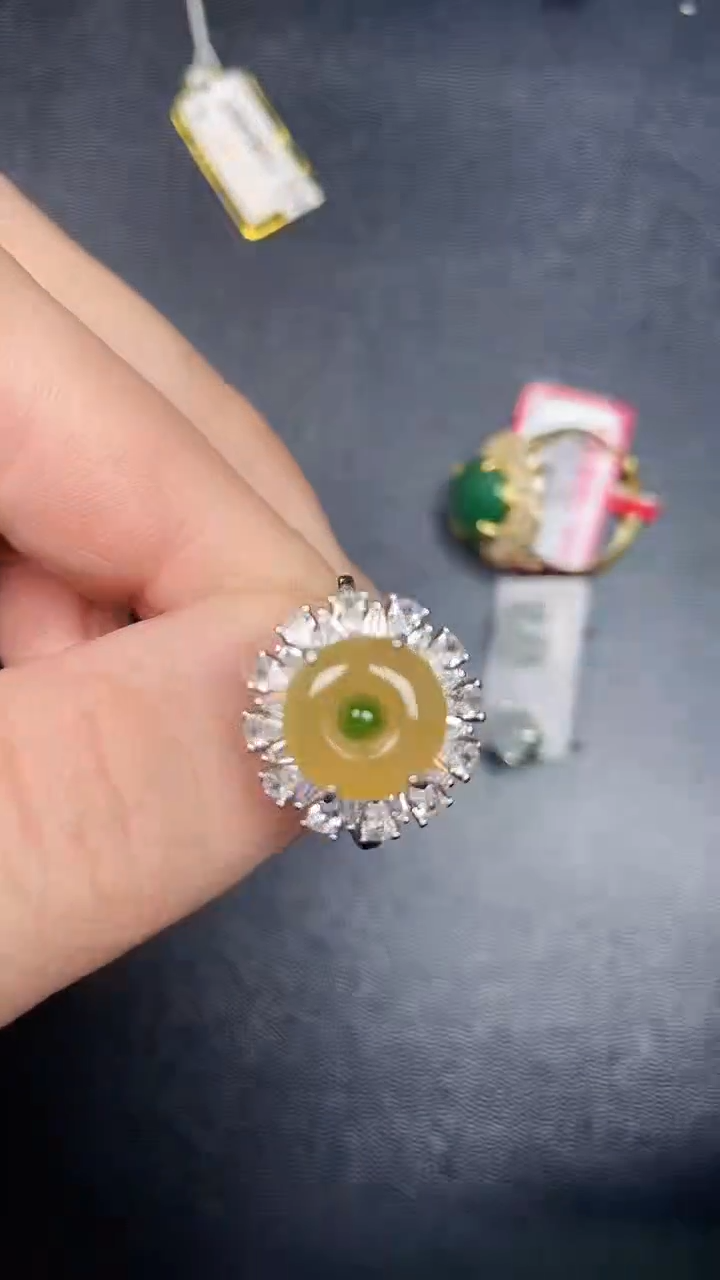 银S925镶嵌戒指翡翠3540