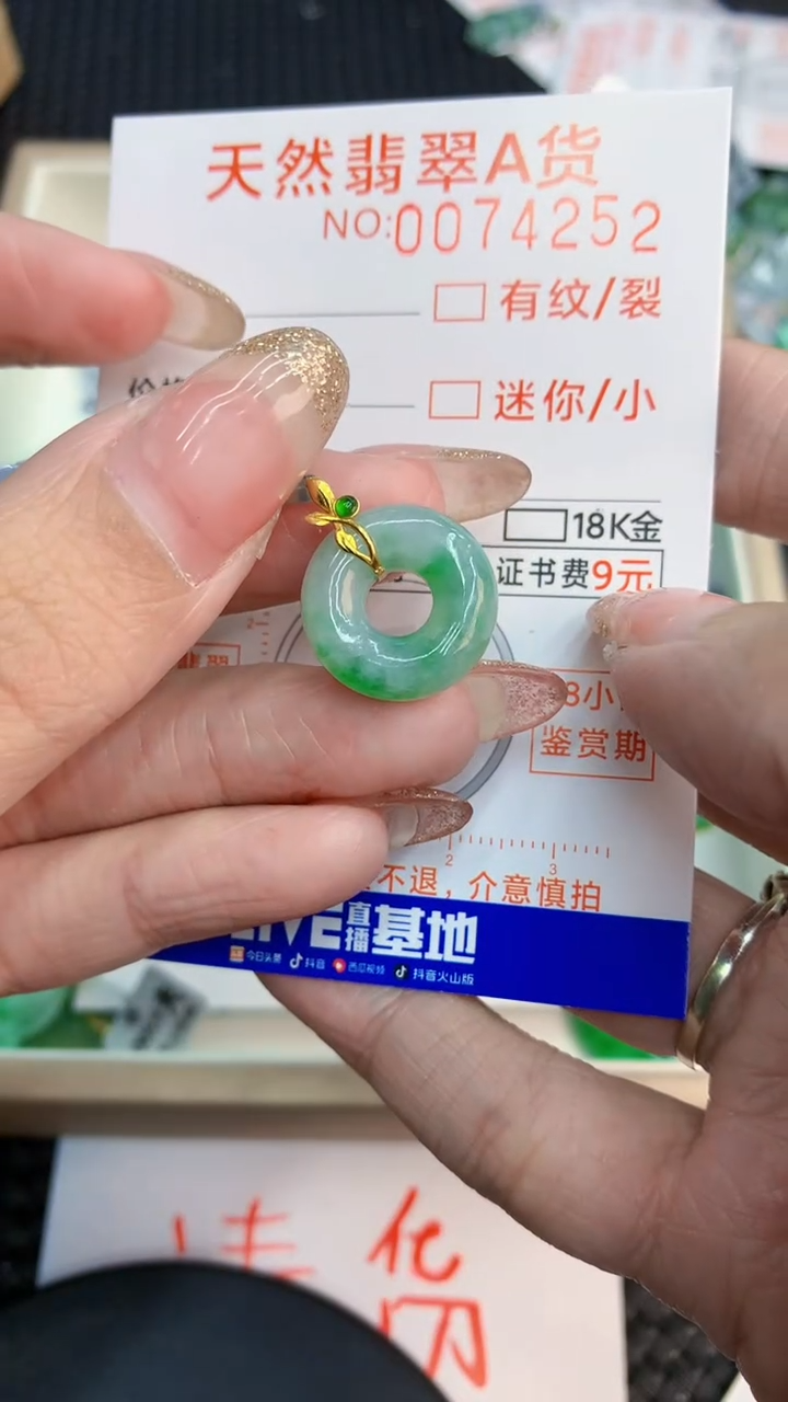 翡翠18K金镶嵌颈饰             8