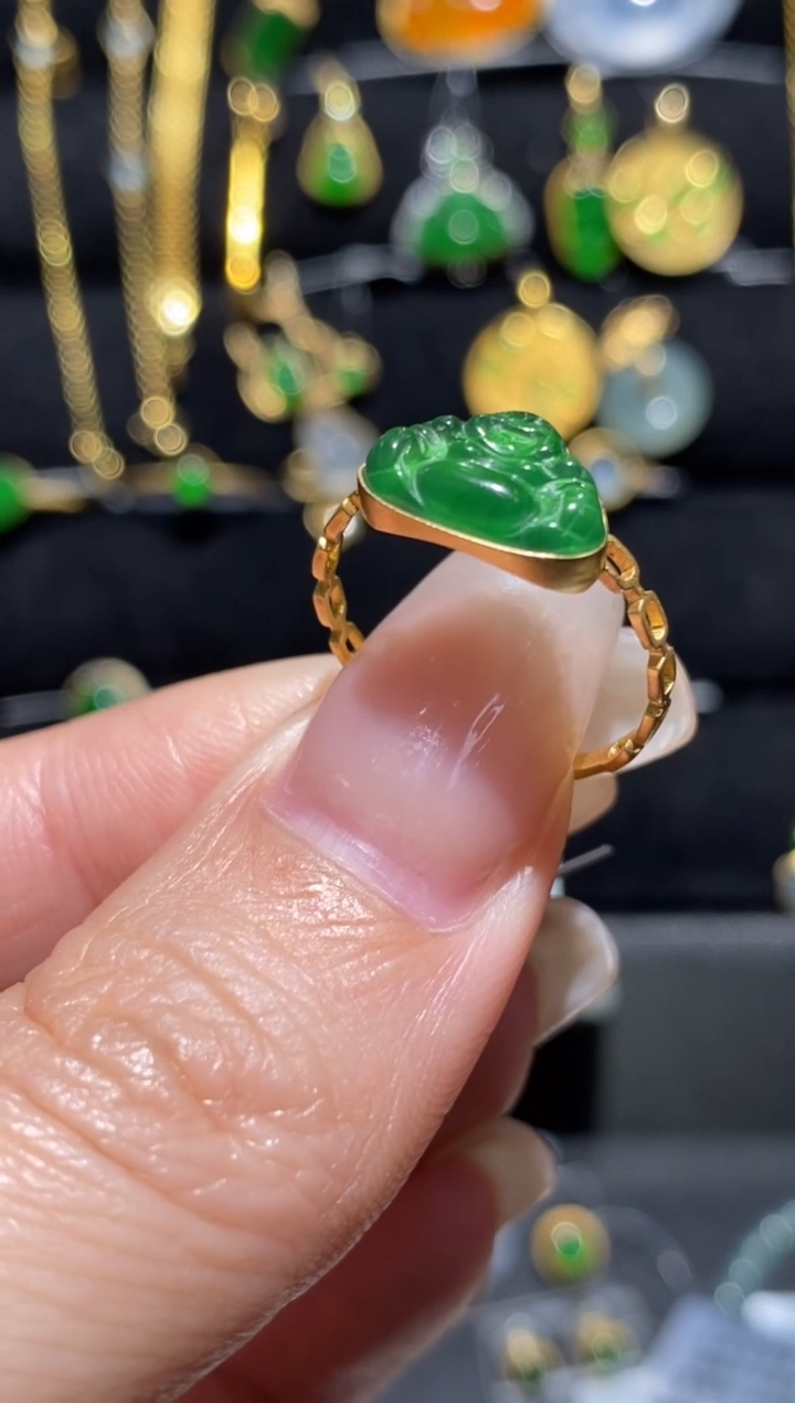【闪购商品】翡翠戒指18K金镶嵌戒指