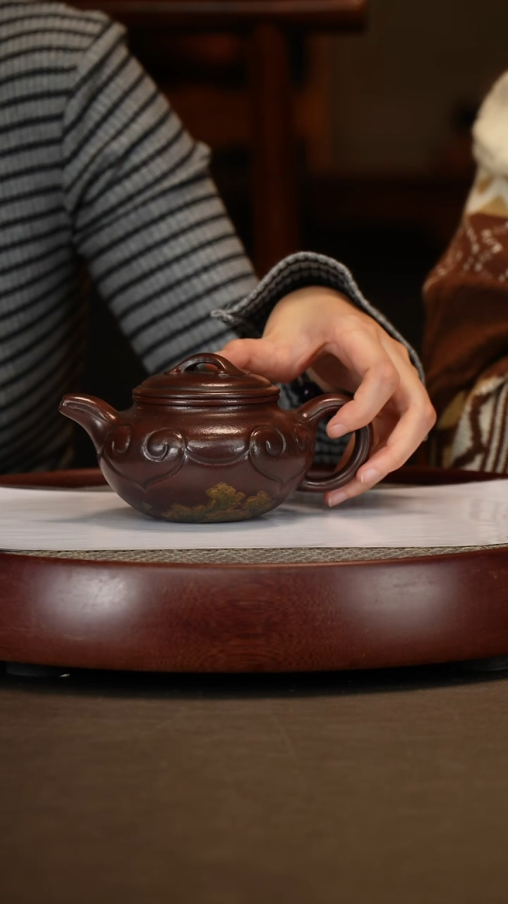 【闪购商品】紫砂茶壶大彬金砂仿古如意+丝瓜画