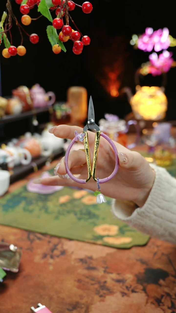 【闪购商品】紫色手工茶袋小剪刀