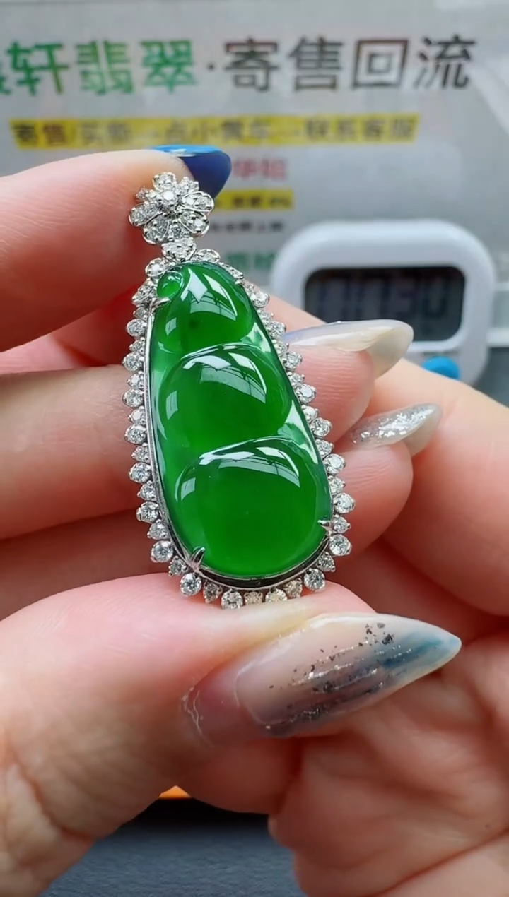 翡翠18K金镶嵌颈饰寄售回流，不退不换