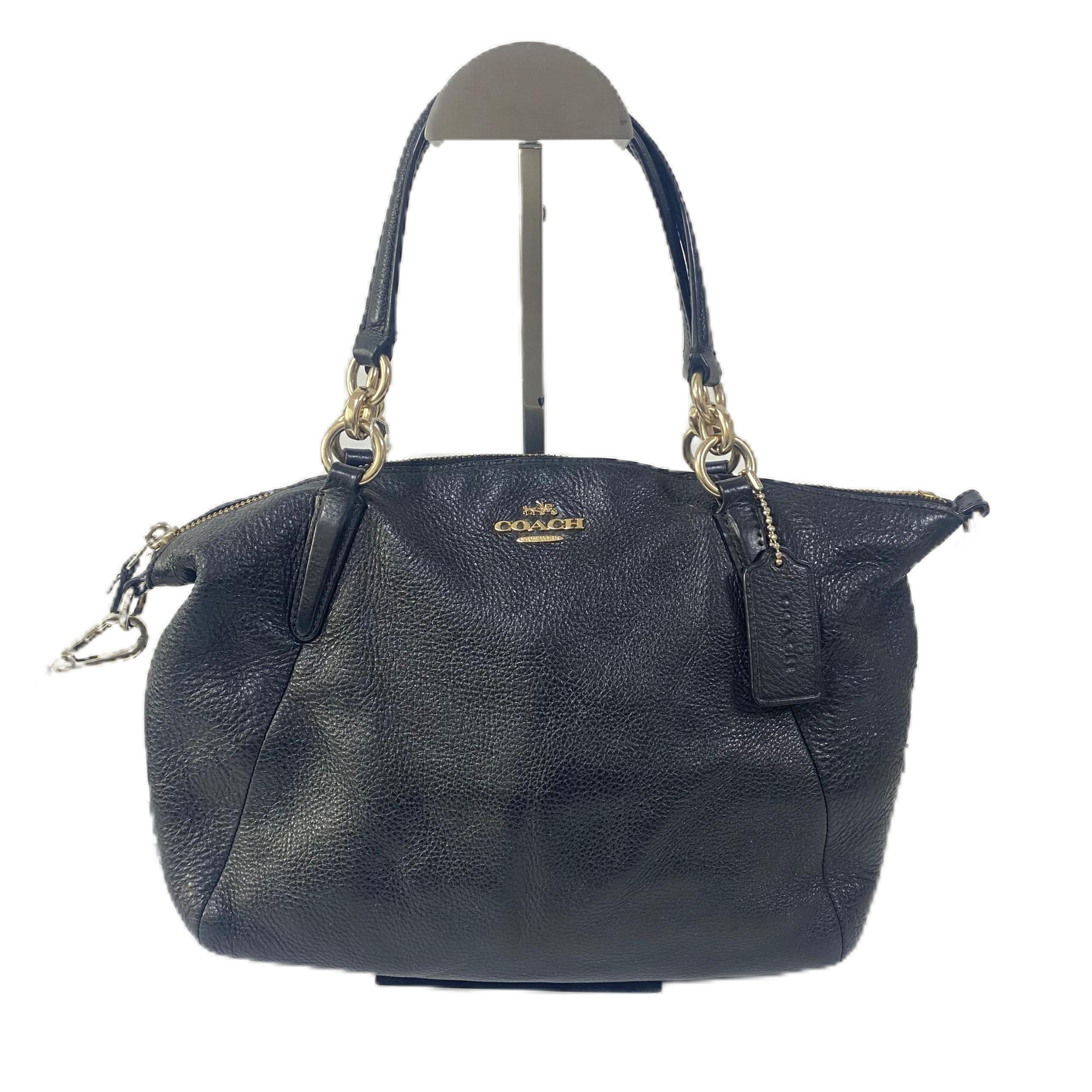 95新 COACH/蔻驰 黑色全皮单肩手提斜挎饺子包  AF-10358-B