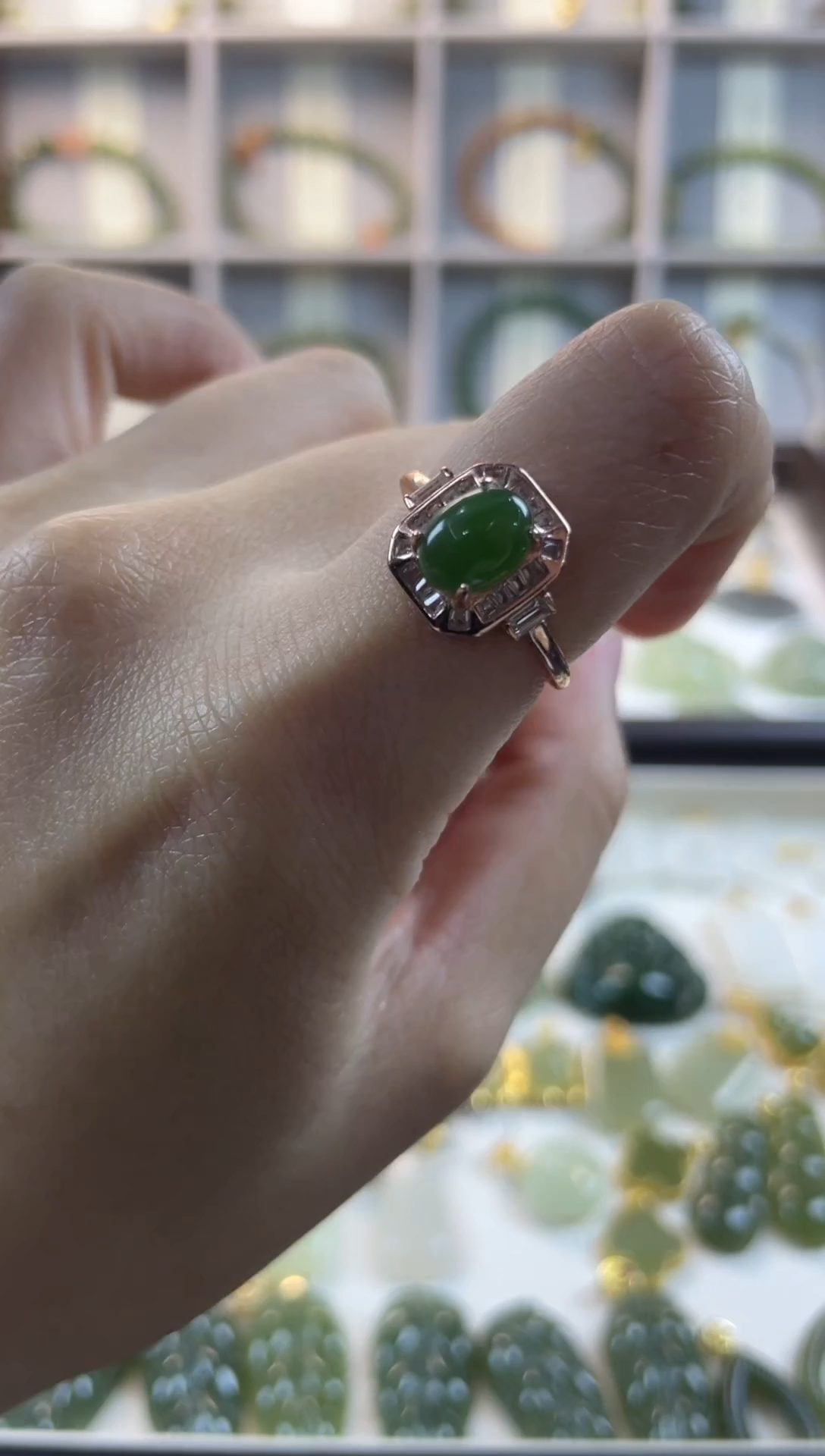 银S925镶嵌戒指和田玉1