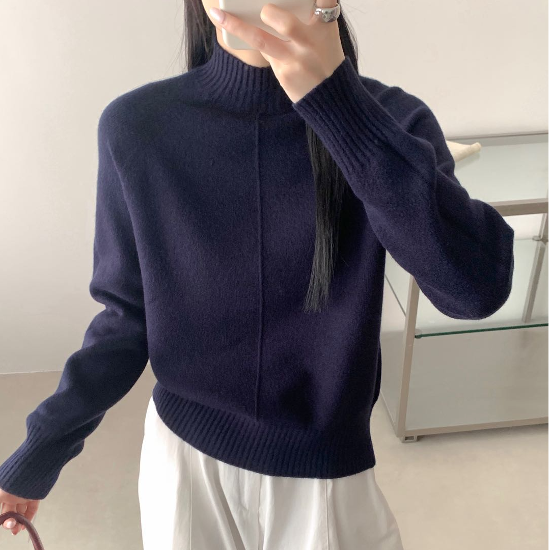 半高领长袖套头针织衫女新款保暖打底休闲宽松显瘦内搭毛衣2918