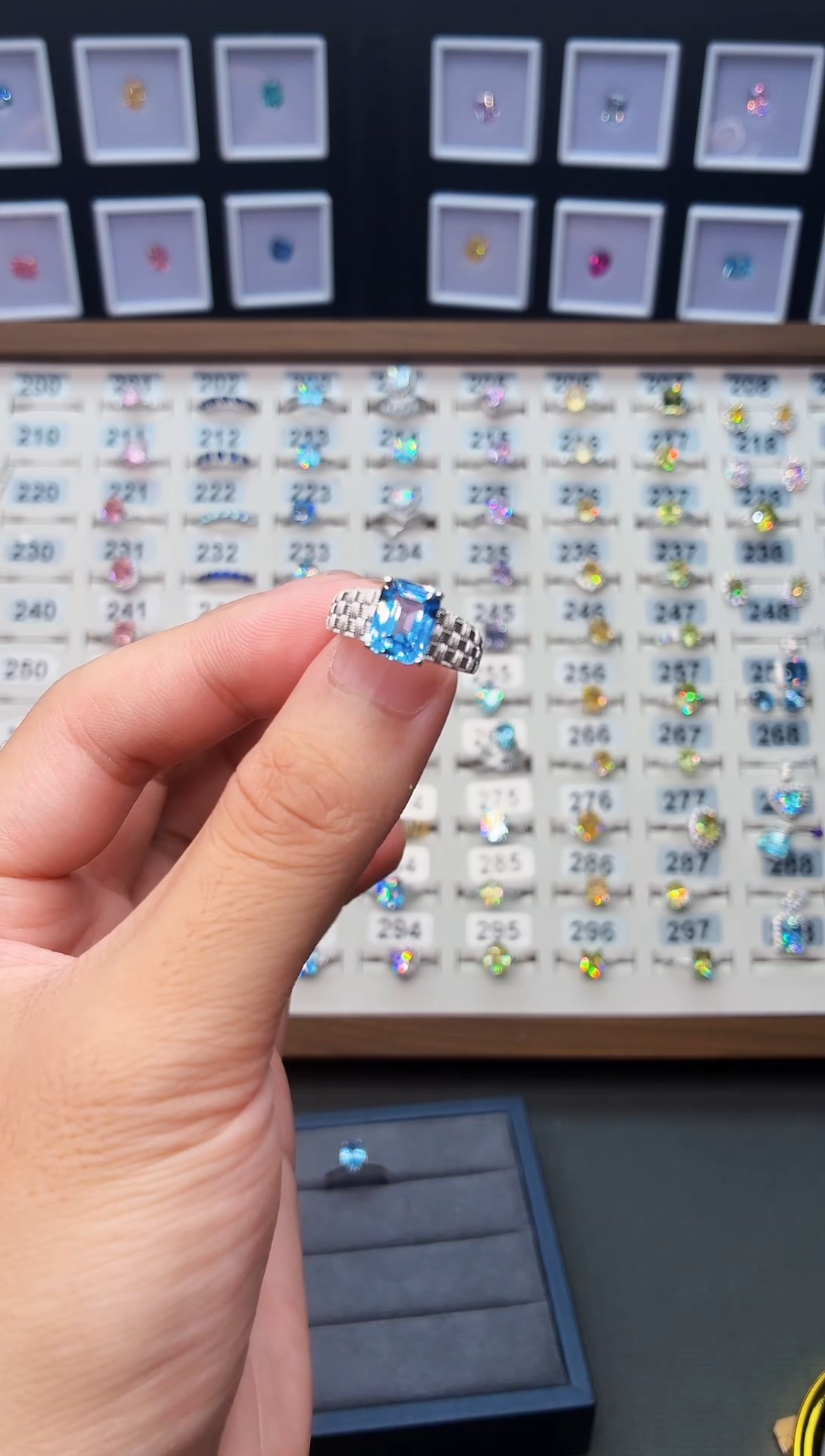 海蓝宝石戒圈银S925镶嵌1111