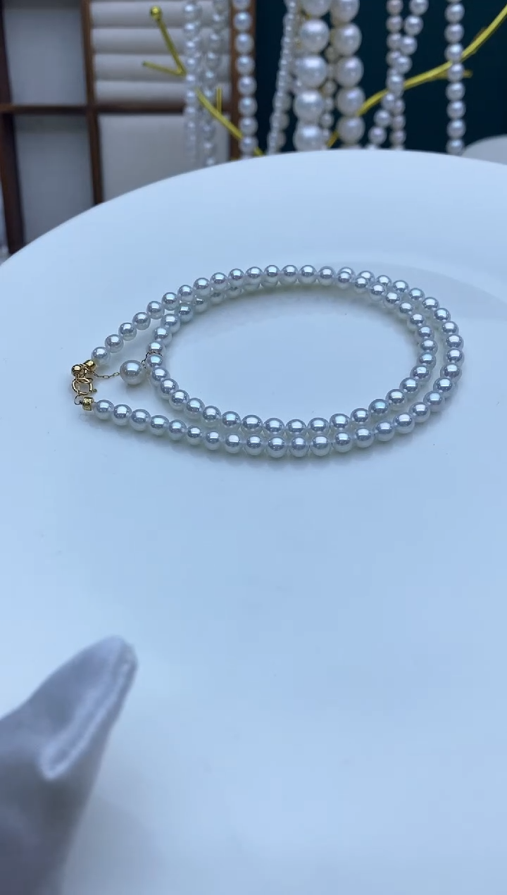 【闪购商品】淡水珍珠项链18K金镶嵌4-5