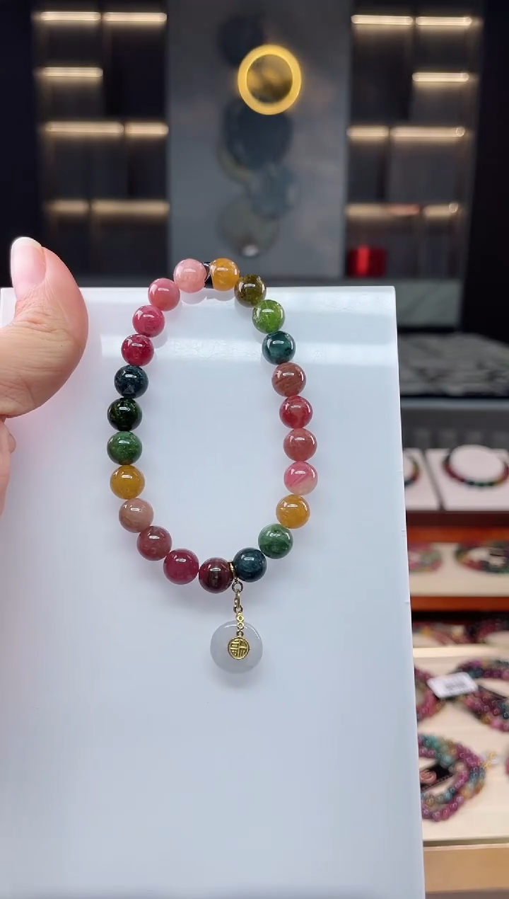 未镶嵌老矿碧玺单圈手串8mm+碧玺（多样性发一条）Q