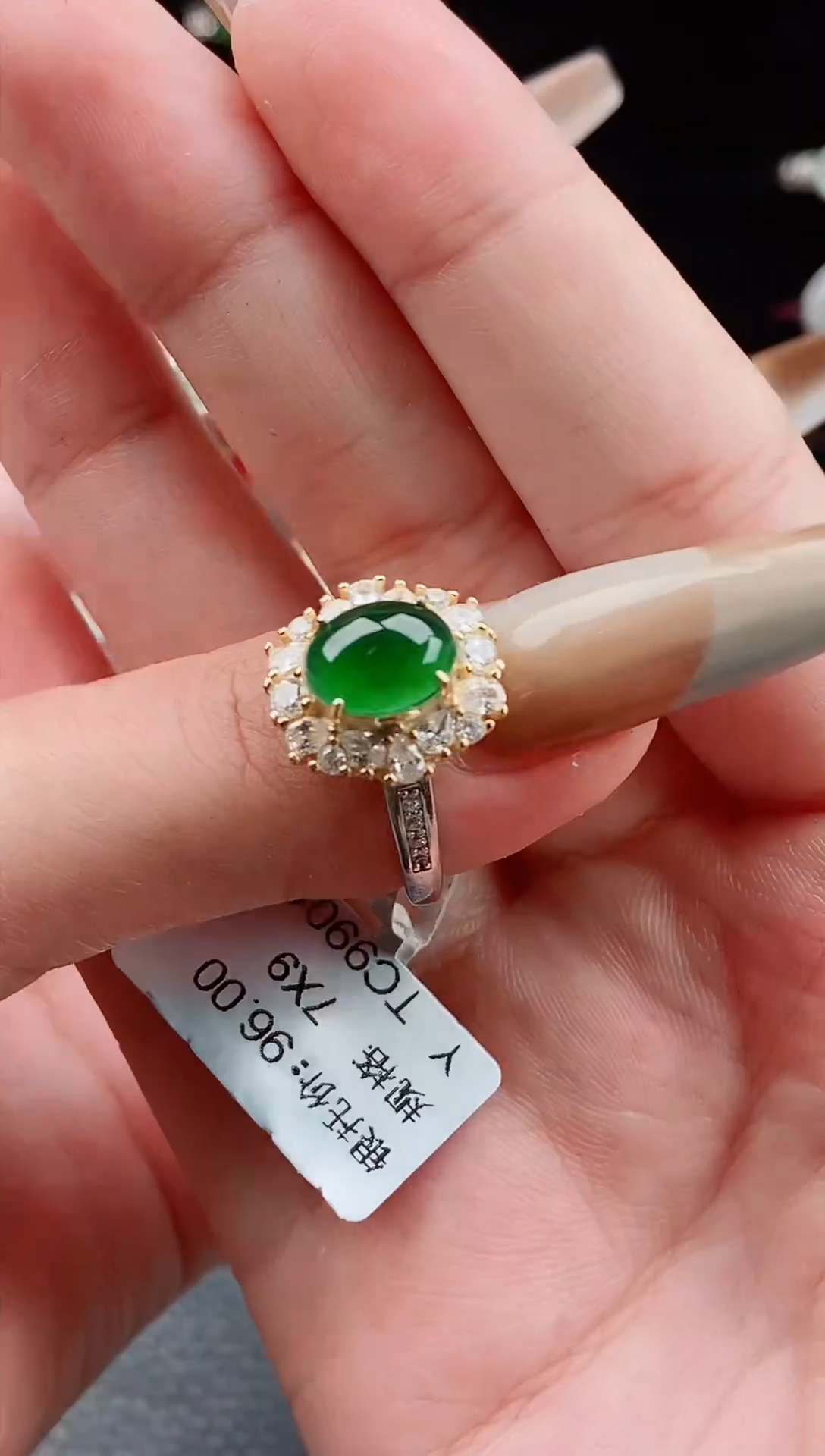 【闪购商品】翡翠戒指银S925镶嵌戒指580