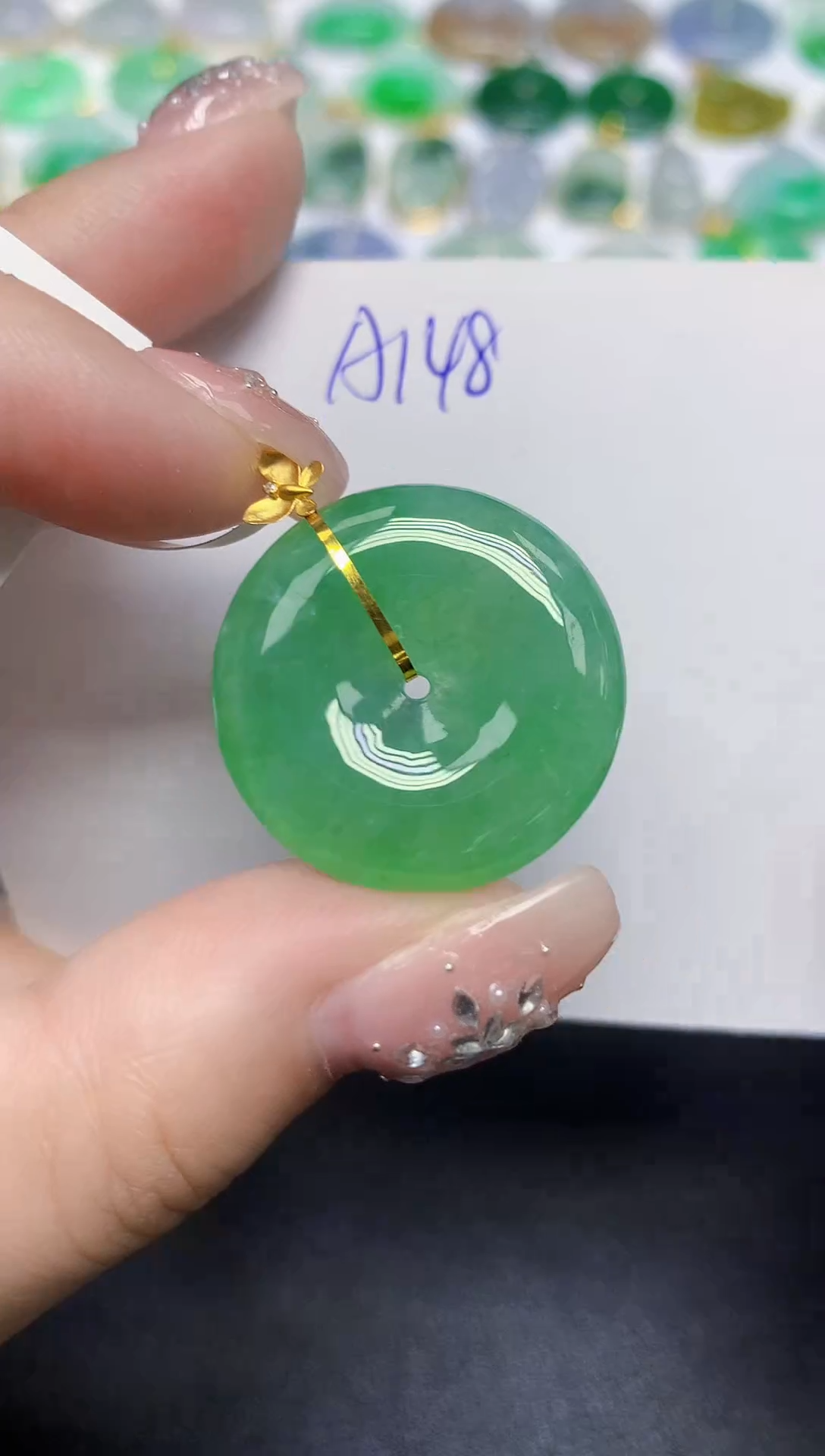 颈饰18K金镶嵌翡翠天然缅甸翡翠A货翡翠百元以上9元证书费自理