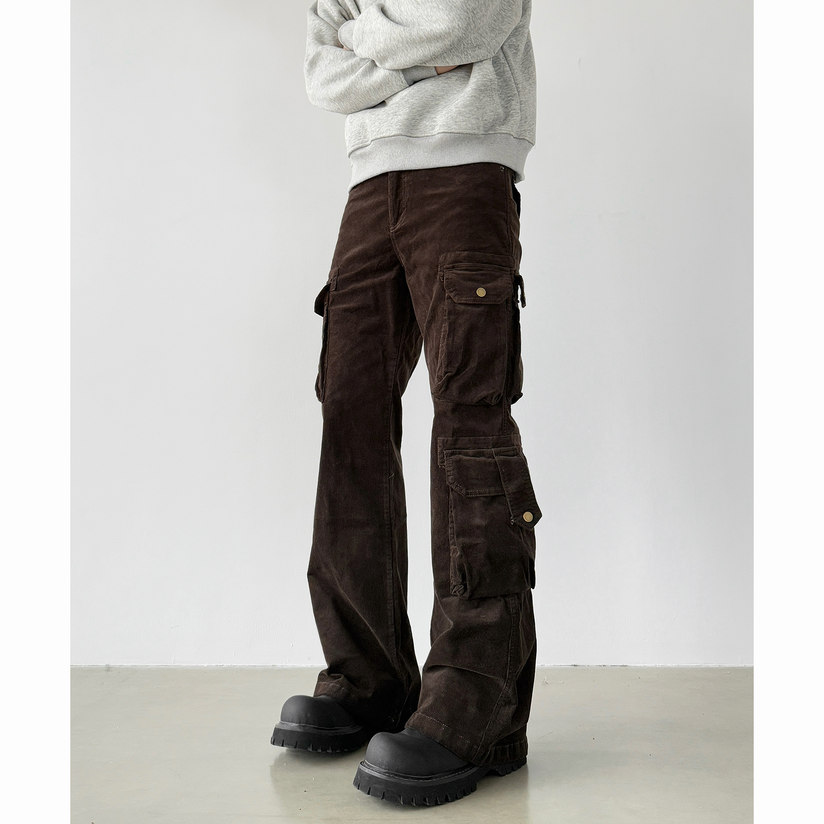 【灯芯绒cargo】甄枚前美式复古多口袋cleanfit宽松休闲工装裤潮