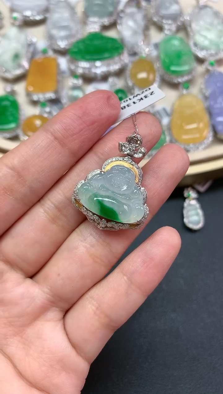 【闪购商品】翡翠吊坠(不含链)18K金镶嵌Q179|7980