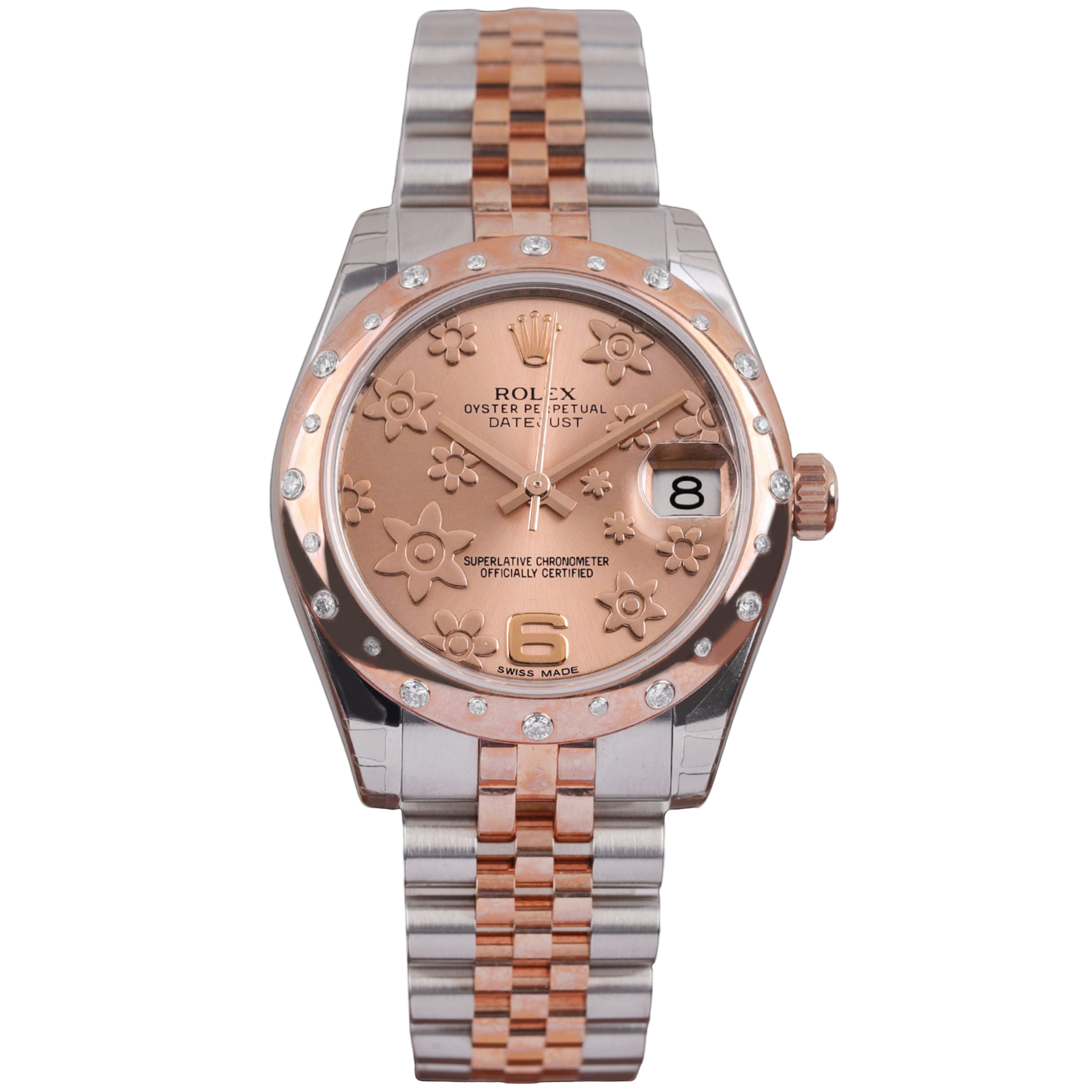 95新 Rolex/劳力士 12年全套 女装日志系列178341粉色凸花盘  31㎜