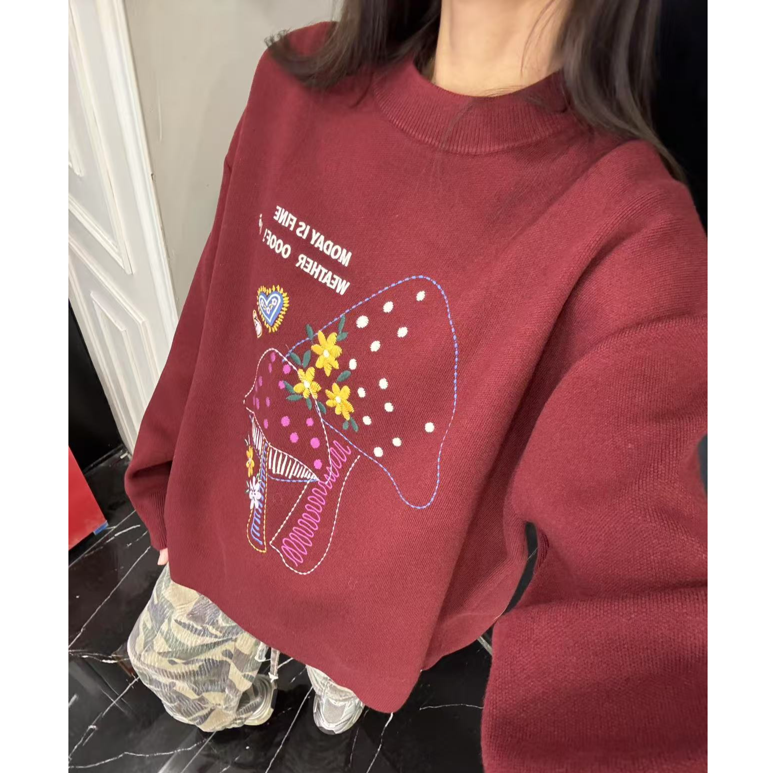 Ooof!Yang2025春新款小蘑菇毛衣上衣