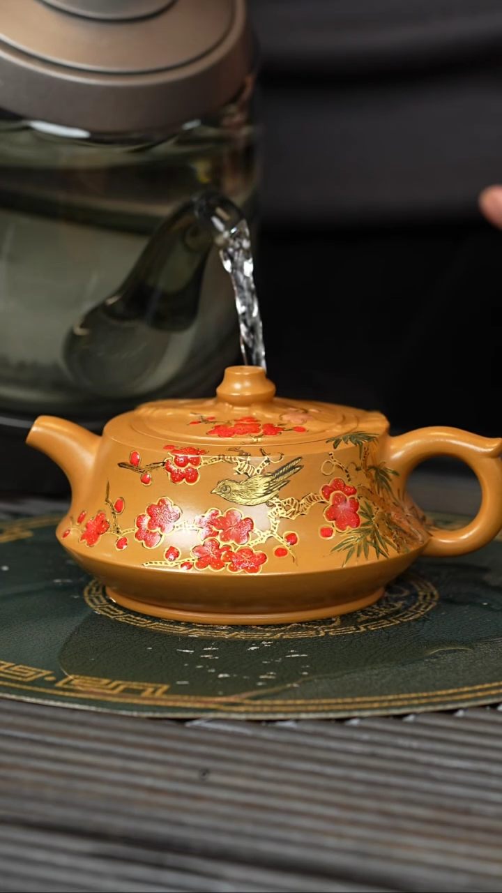 【闪购商品】紫砂茶壶SJK 黄金朱泥 柱础 230cc