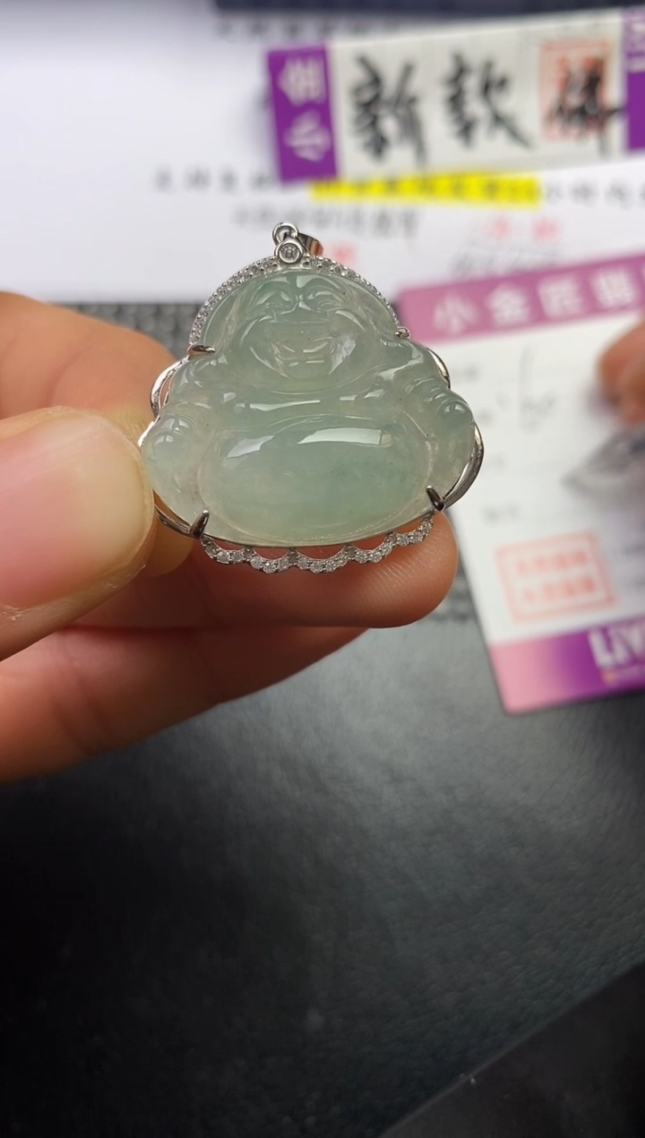 颈饰银S925镶嵌翡翠柳*青挂件