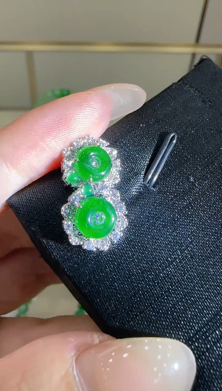 【闪购商品】翡翠耳饰银S925镶嵌团购多样性发一件