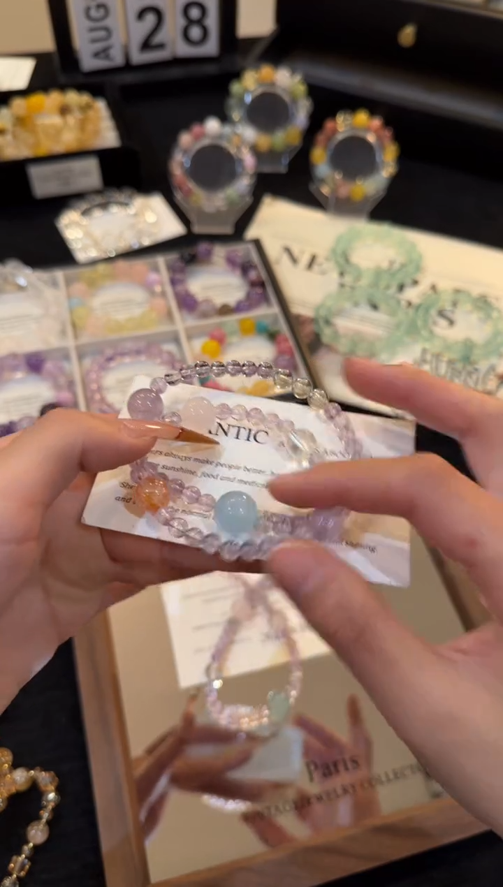 银S925镶嵌手链水晶紫水晶双圈手链x3340