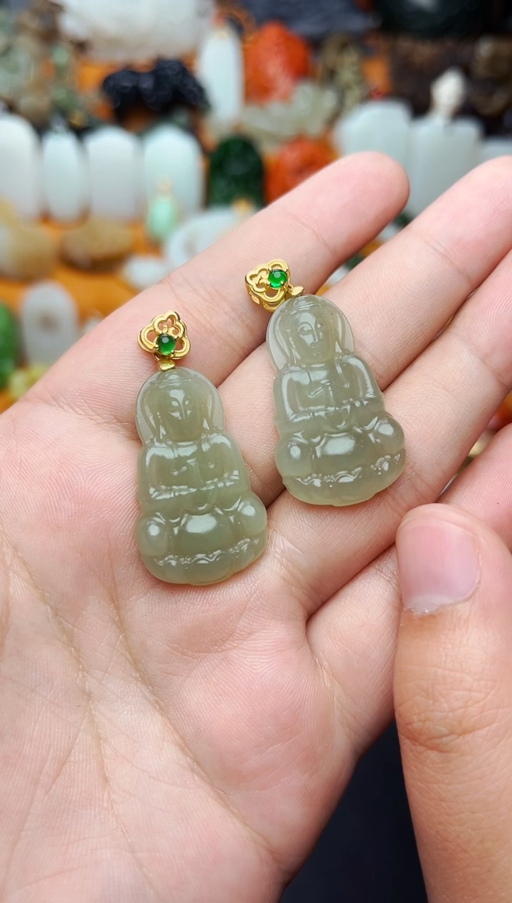 【闪购商品】和田玉颈饰银S925镶嵌观音多样性拍一发一01