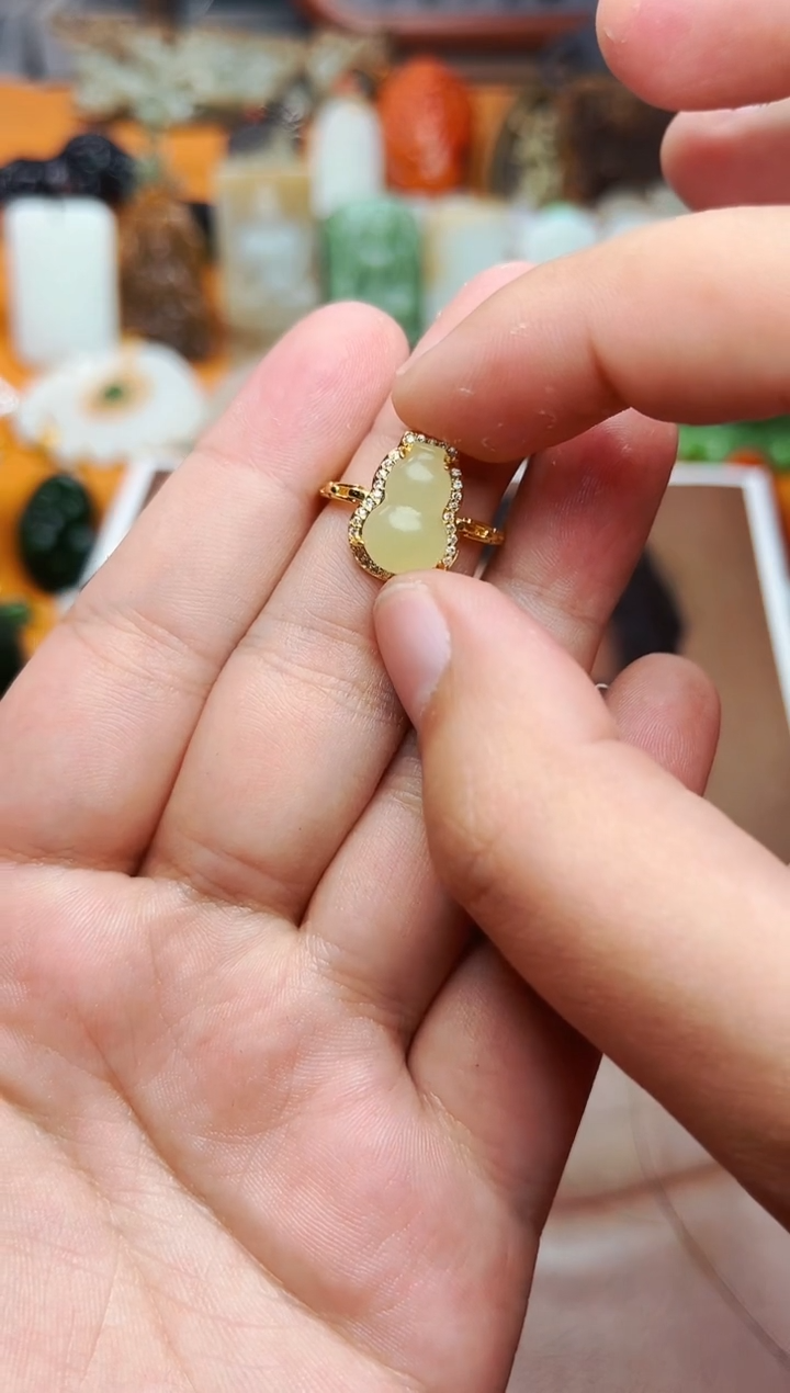 【闪购商品】和田玉戒指银S925镶嵌葫芦戒指01