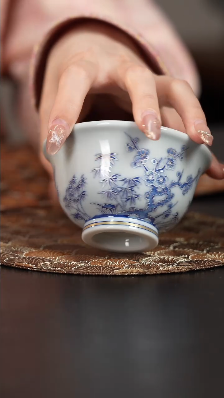 【闪购商品】杯四景堂青花描银