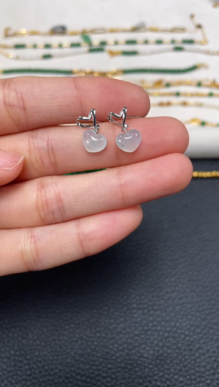 【闪购商品】翡翠耳钉18K金镶嵌2个  JK618