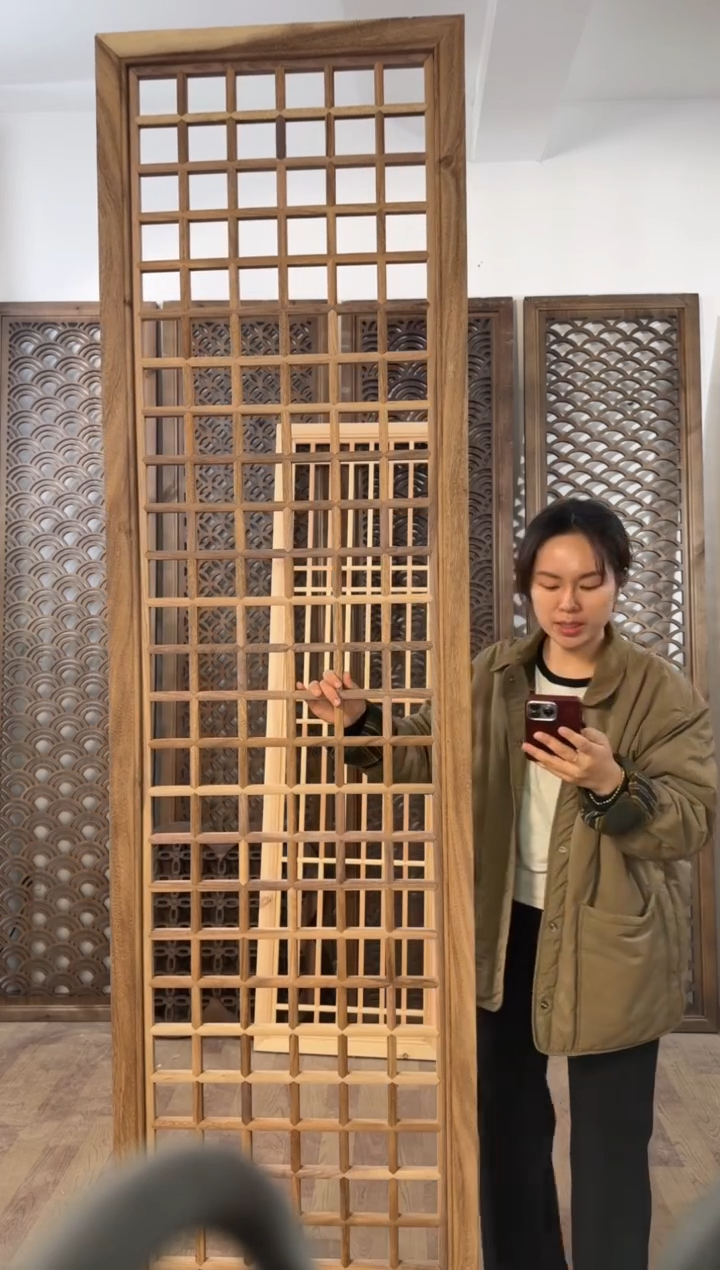 木（非红木类）2米1*50 俩片豆腐格 材质红胡桃 做漆包邮 边框4.5*5