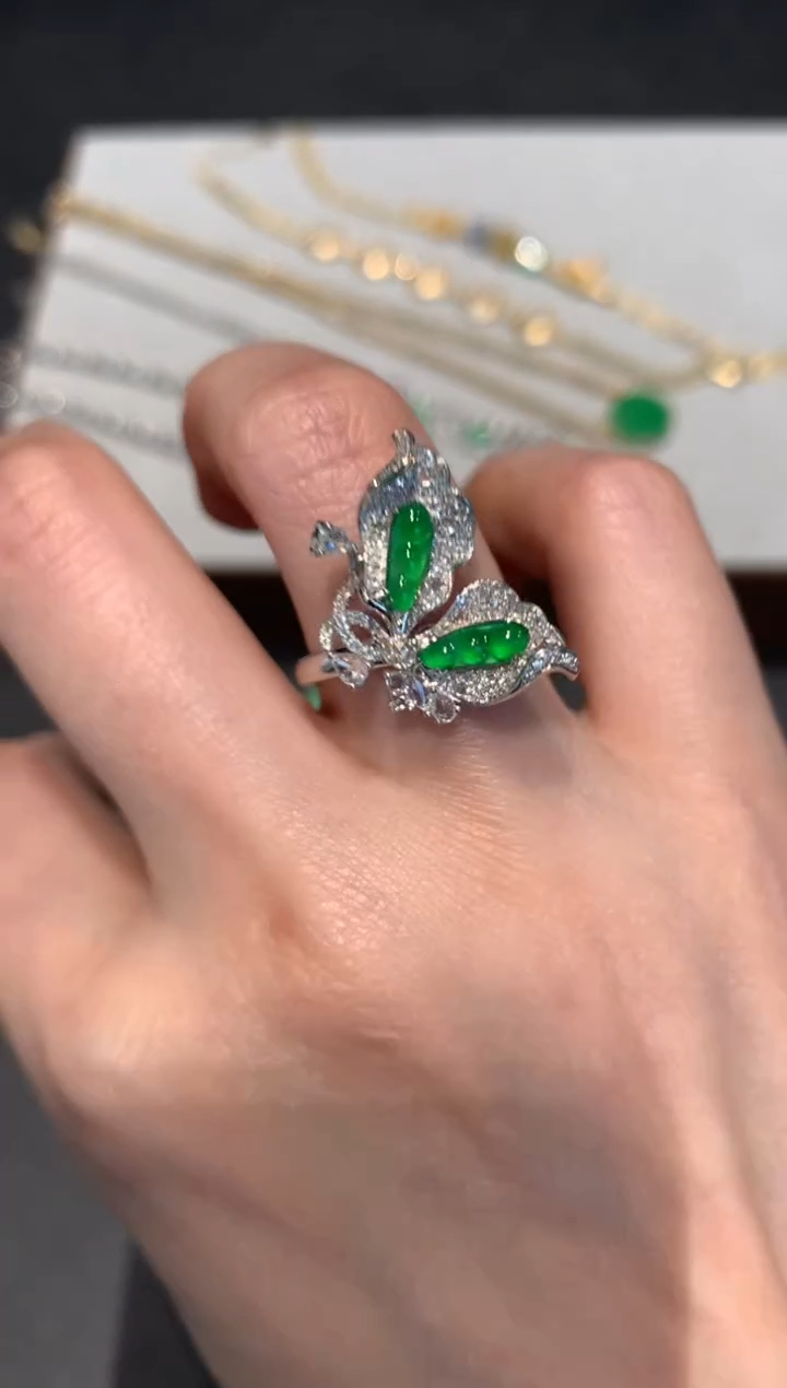 【闪购商品】翡翠戒指18K金镶嵌A75-9800