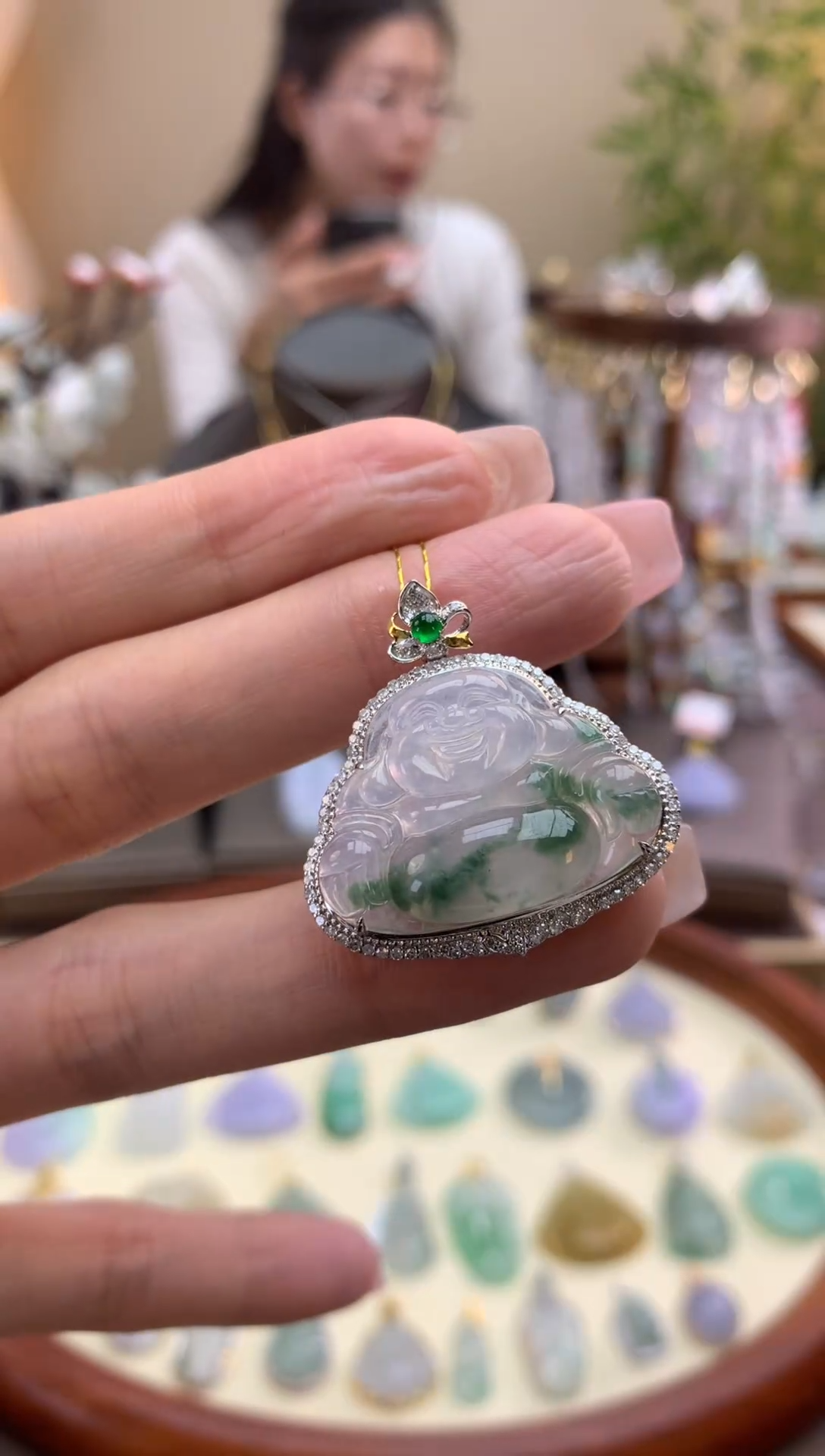 【闪购商品】翡翠颈饰18K金镶嵌佛公