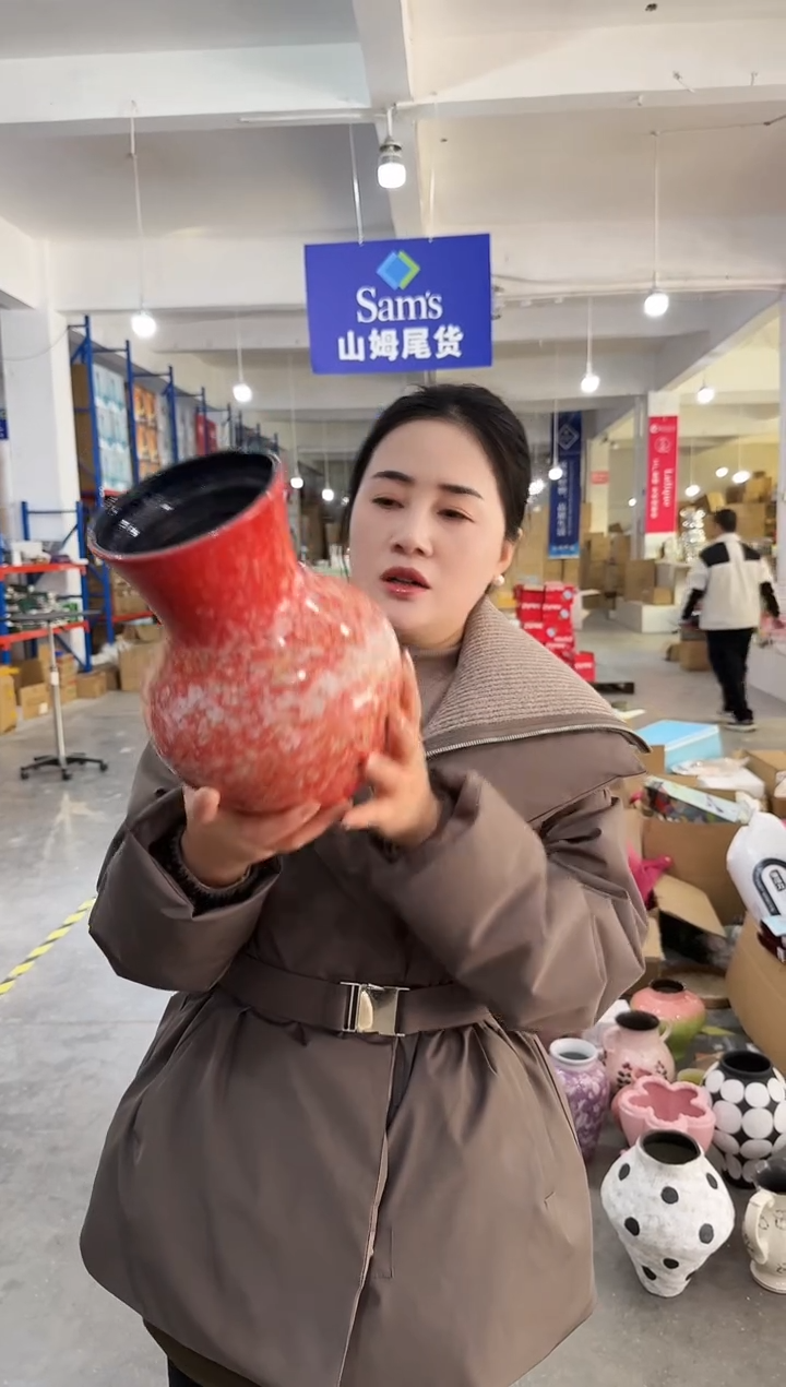 YS-ZZ-紫砂红色花瓶FGF